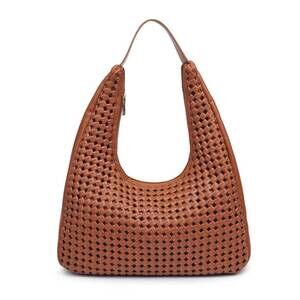 NEW MODA LUXE renne woven hobo handbag in brown